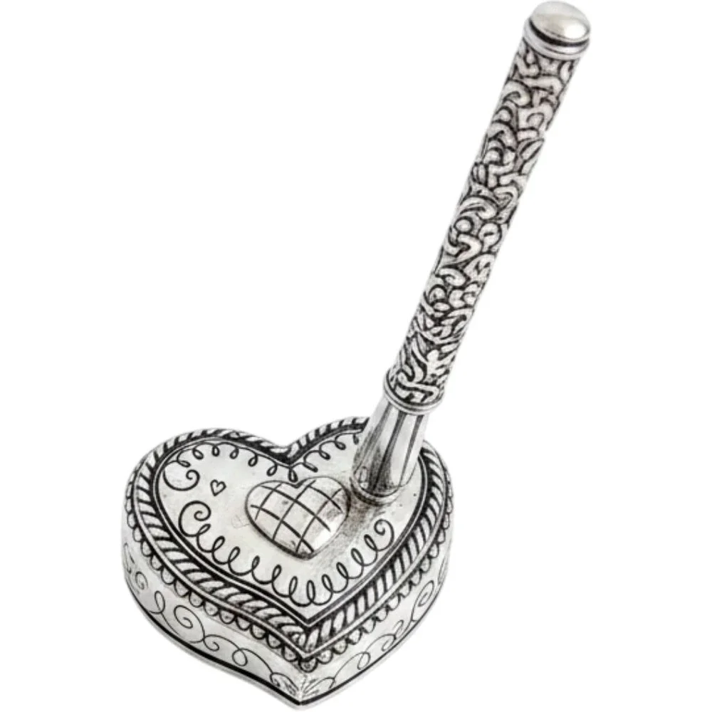Retired Brighton Heart Desk Pen Set Silver Tone Filigree Scroll Weighted Base